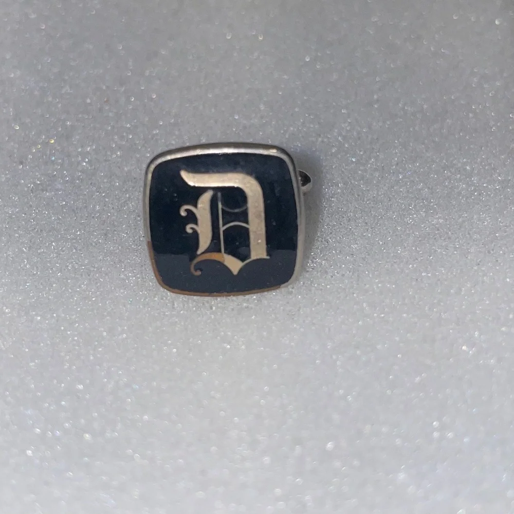 Replacement Lost J Monogram Initial Letter SINGLE Vintage Cuff Link Black Silver